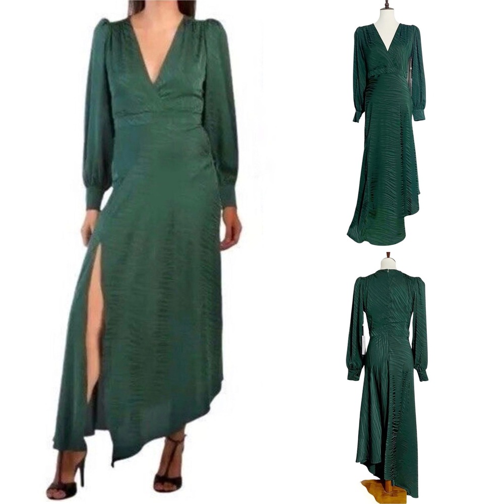 Ronny Kobo Estelle Dress Pine Green Zebra Jacquard Maxi Size‎ Medium